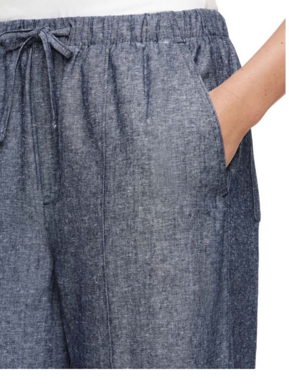 Gap Light Blue Linen Blend Pull-On Pants Medium NWT Seam Detail - Picture 3 of 16